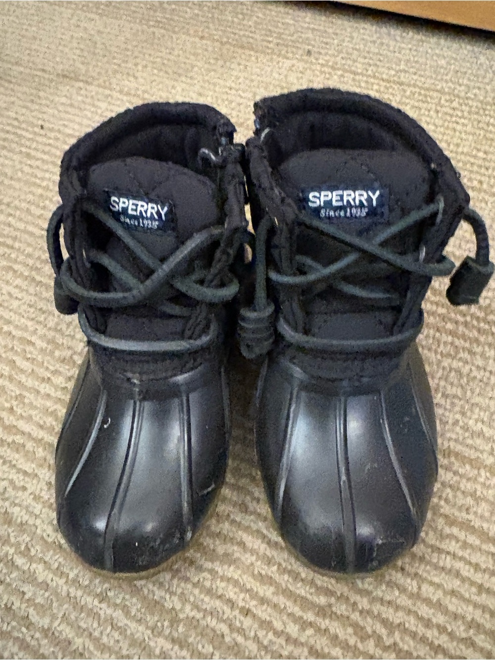 Sperry Kids Black Lace-Up Waterproof Boots